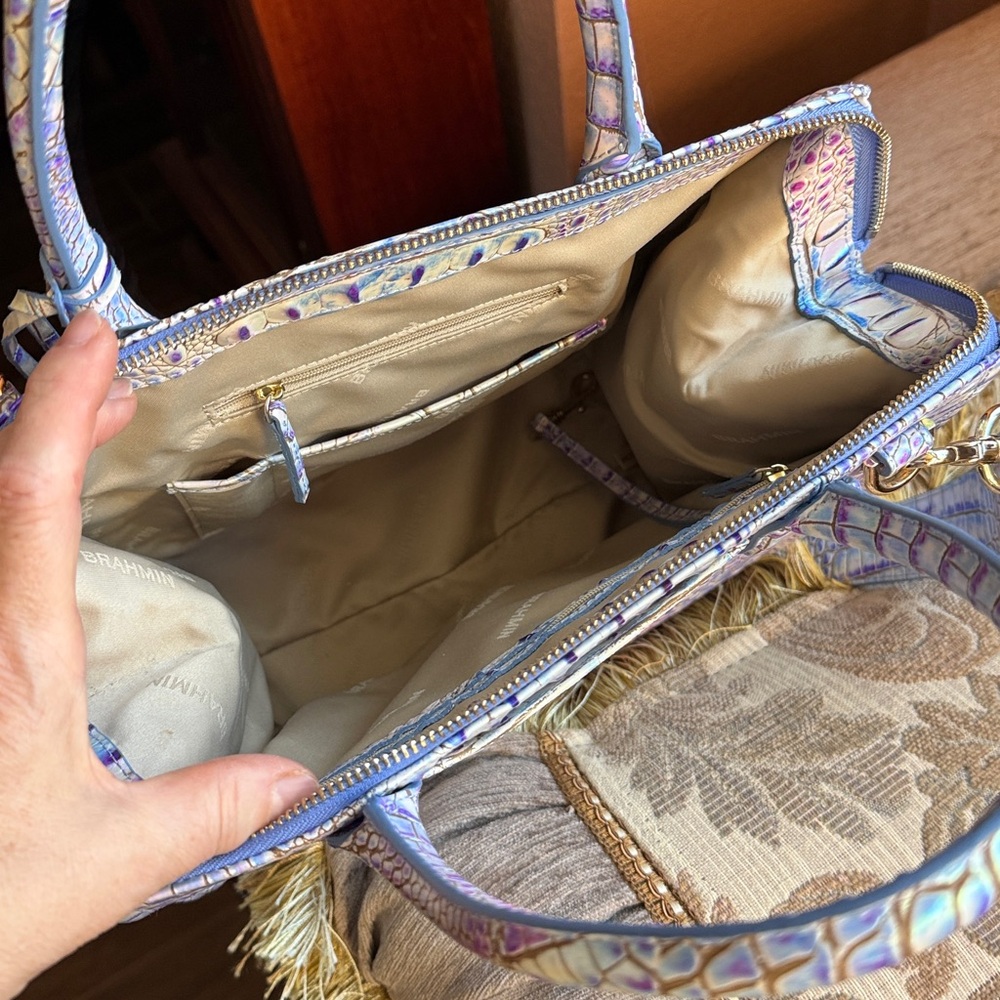 NWOT BRAHMIN CAROLINE satchel in Mulberry - Picture 6 of 12
